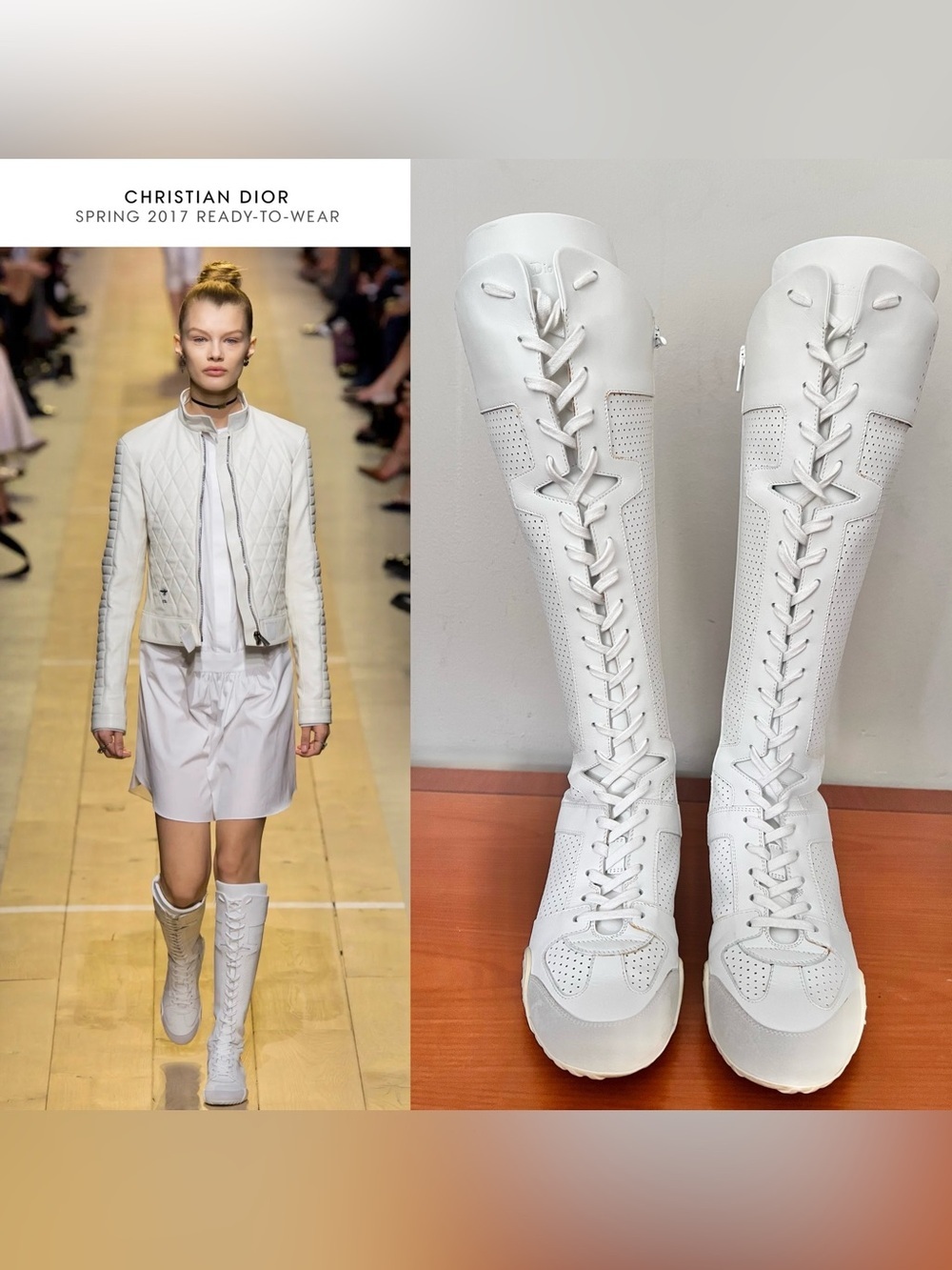 2017 Christian Dior Spring RTW J’Adior Knee High  Sneakers Wrestling style Sz 38